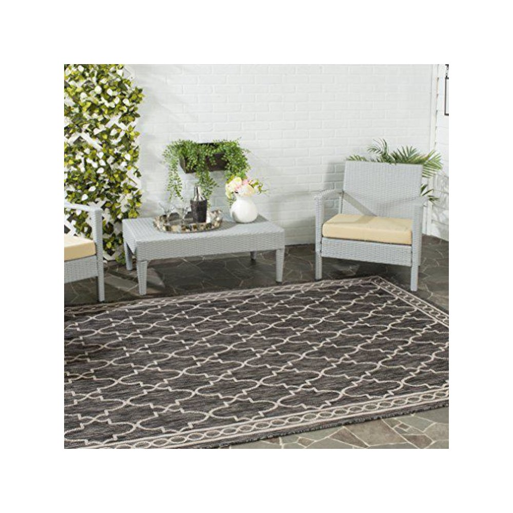 COURTYARD, BLACK / BEIGE, 8' X 11', Area Rug, CY8871-36621-8