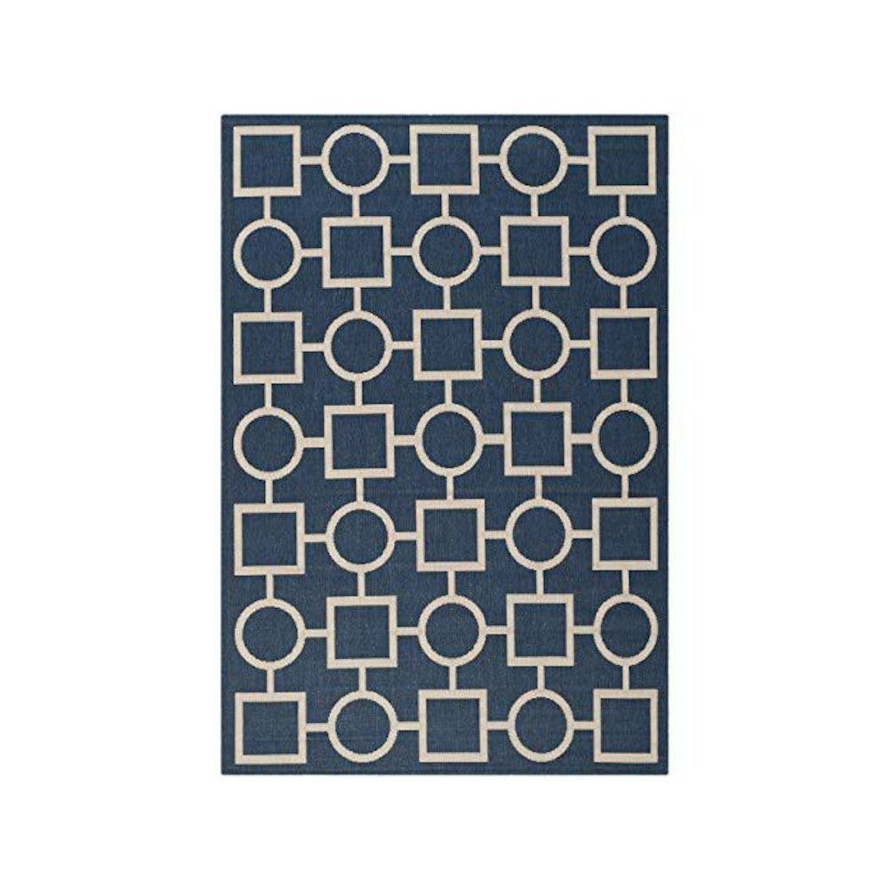 COURTYARD, NAVY / BEIGE, 6'-7" X 9'-6", Area Rug, CY6925-268-6