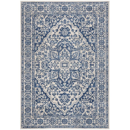 Navy and Light Grey Area Rug, Power Loomed Construction, Jute Backing, Rectangle