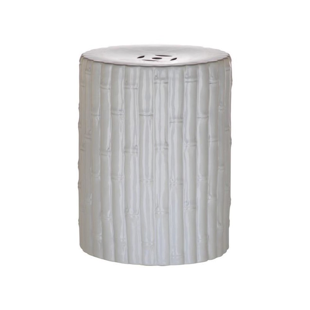Bamboo Garden Stool, White