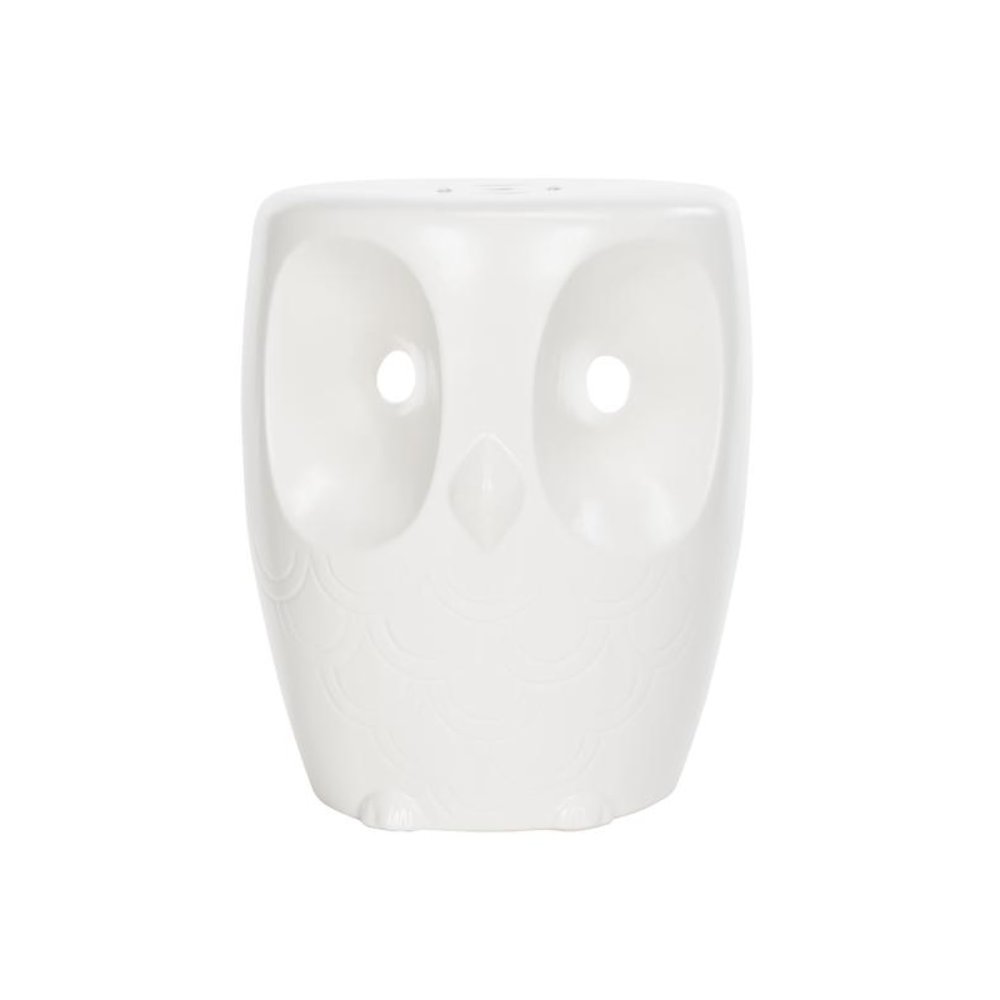 Owl Garden Stool, White