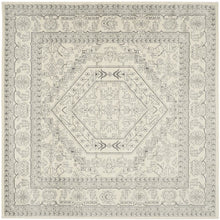 Ivory and Silver 8-Foot Square Area Rug with Polypropylene Pile, Power Loomed