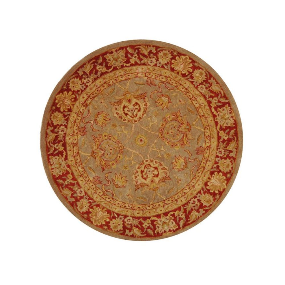 ANATOLIA, GREY / RED, 4' X 4' Round, Area Rug