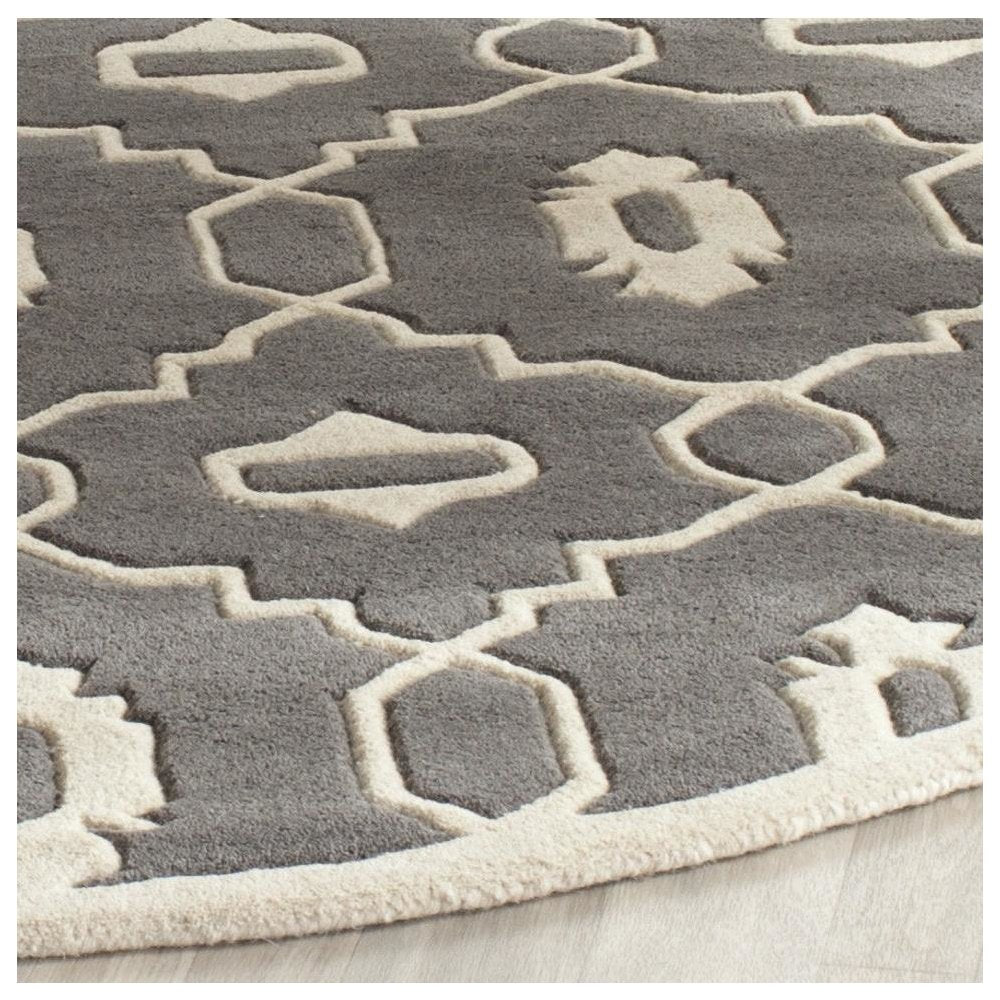 CHATHAM, DARK GREY / IVORY, 3' X 3' Round, Area Rug, CHT745D-3R