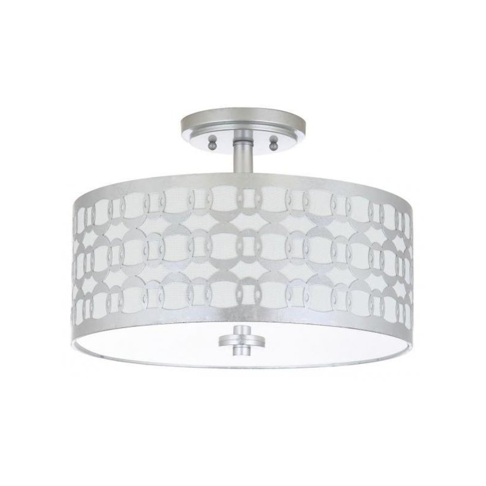 CEDAR LINKED 3 LIGHT 15-INCH DIA SILVER FLUSH MOUNT