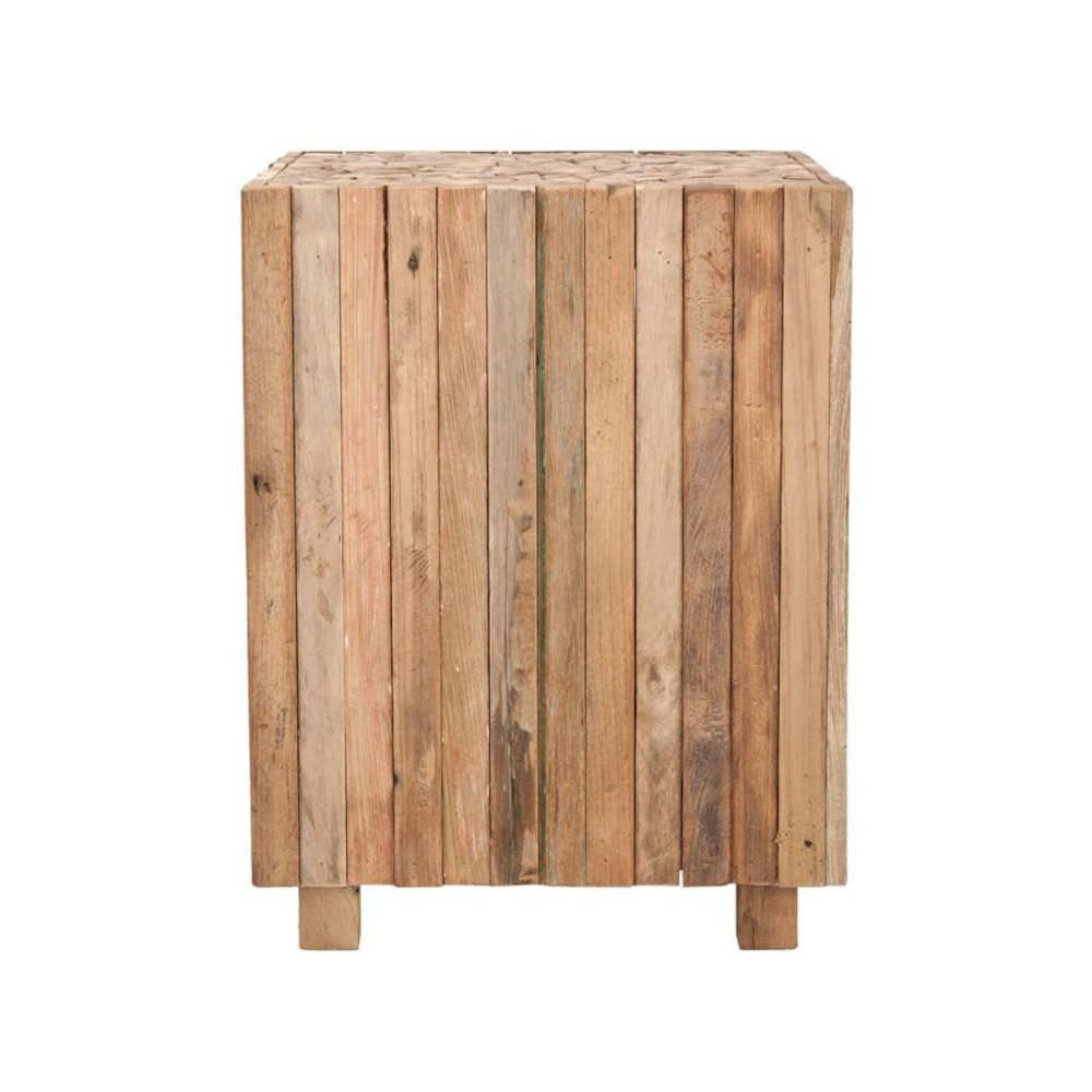 RICHMOND RUSTIC WOOD BLOCK ROUND SQUARE END TABLE