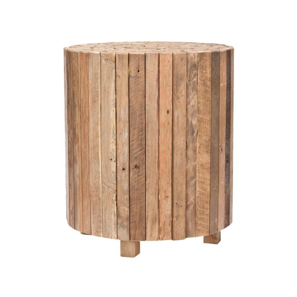 RICHMOND RUSTIC WOOD BLOCK ROUND END TABLE