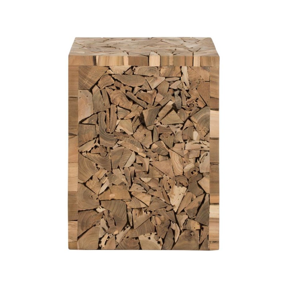 FDARK GREYES TEAK SQUARE STOOL