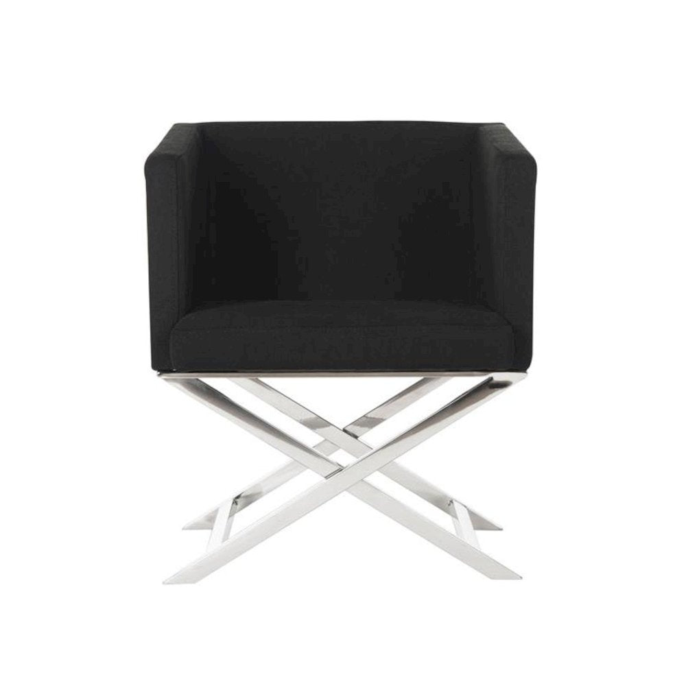 CELINE CHROME CROSS LEG CHAIR, FOX2033B