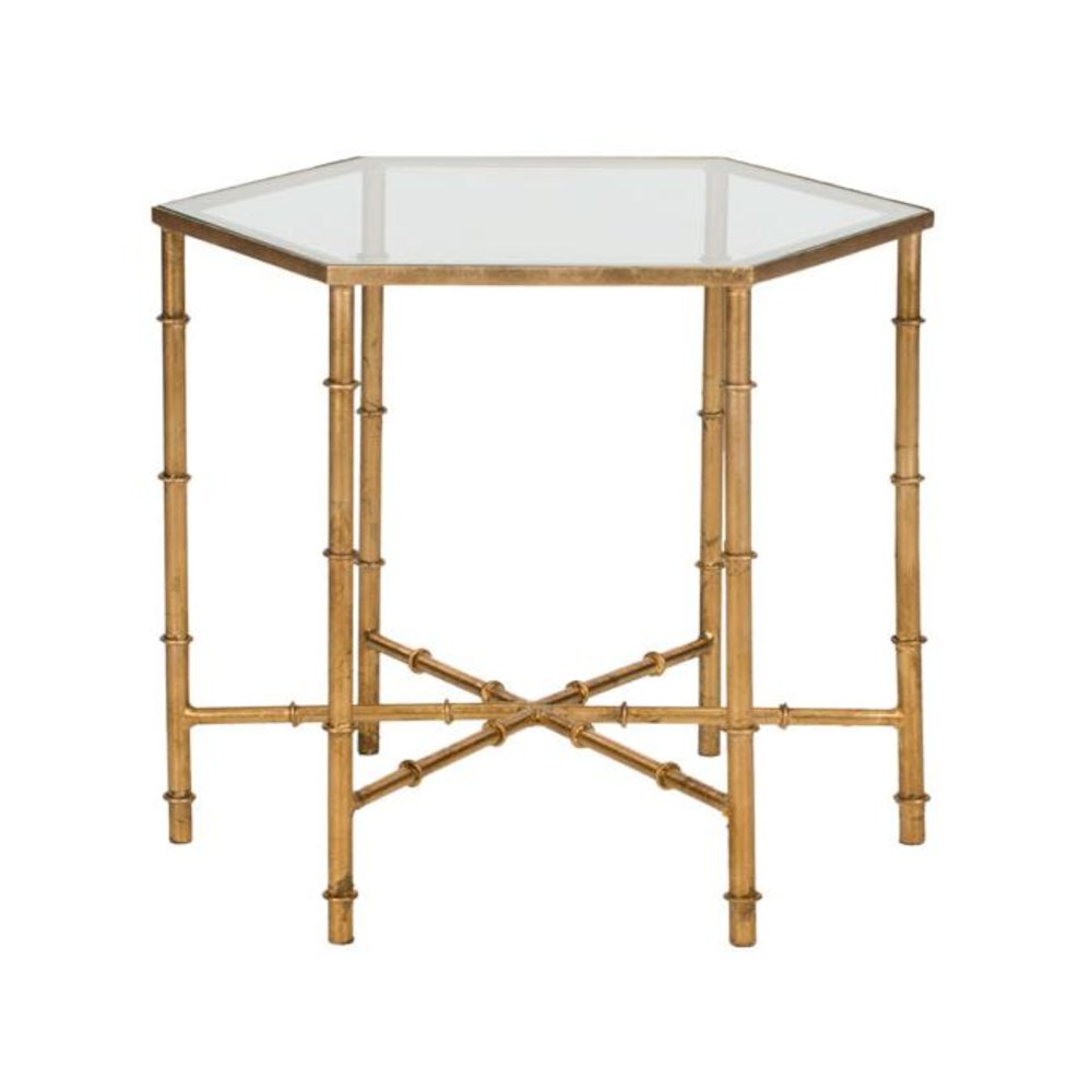 KERRI GOLD LEAF MIRROR TOP ACCENT TABLE, FOX2517B