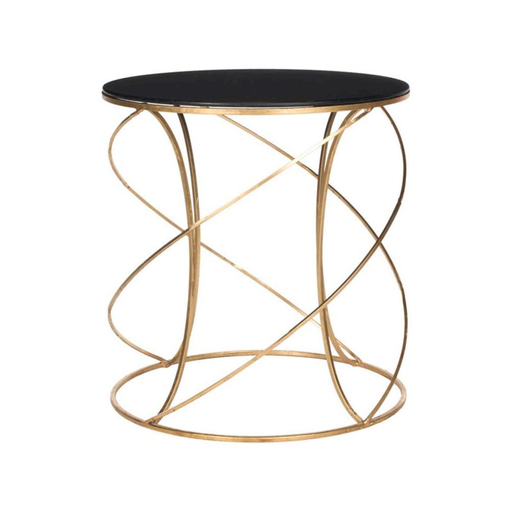 CAGNEY GLASS TOP ROUND ACCENT TABLE, FOX2535B