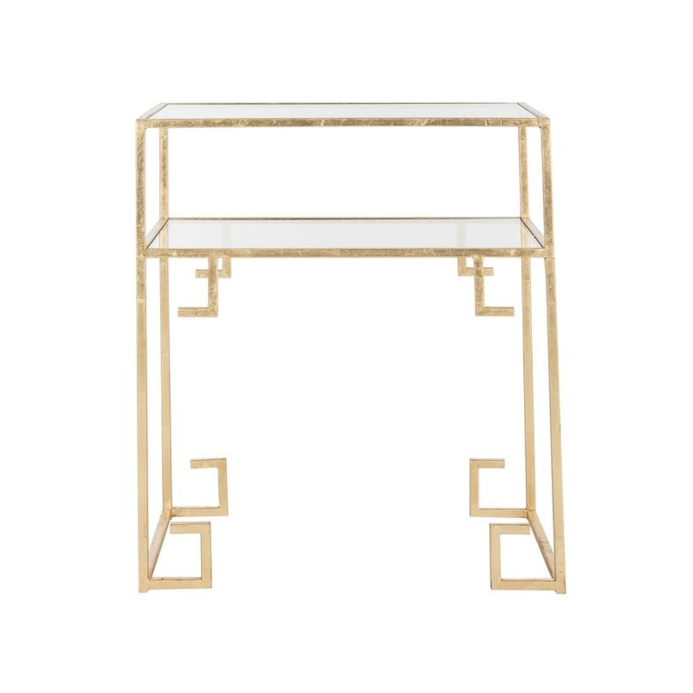 BERDINE GLASS TOP GREEK KEY TABLE