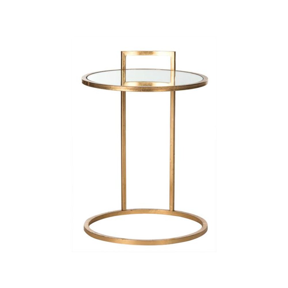 CALVIN ROUND GOLD LEAF END TABLE