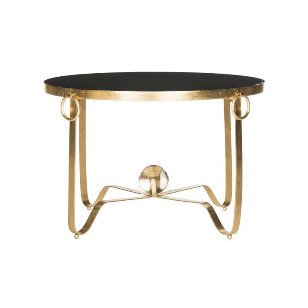 ELISHA GOLD LEAF ROUND COFFEE TABLE - GLASS BALL