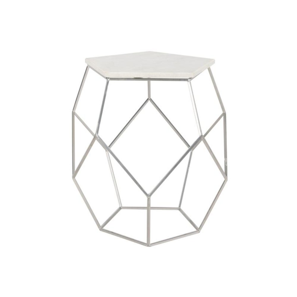 MODERN PENTAGON MARBLE TOP SIDE TABLE