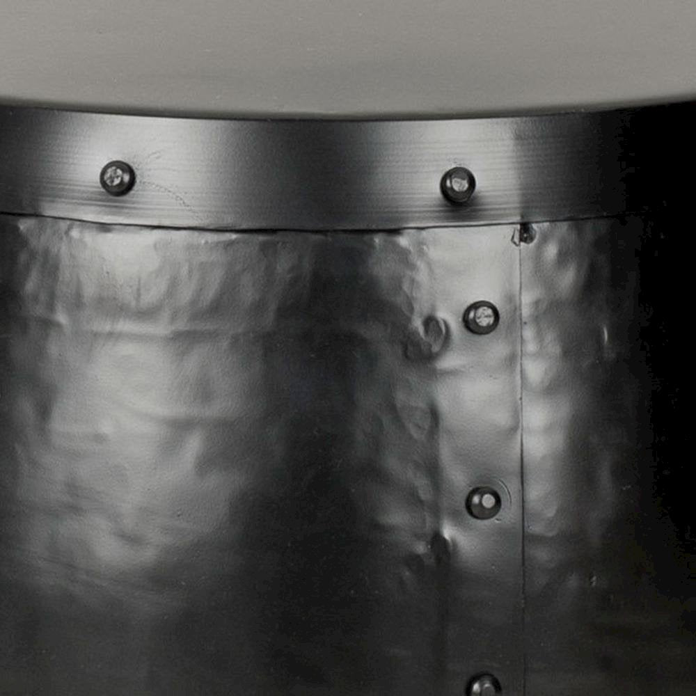 Home Collection Hogan Silver Iron Drum Stool, Black