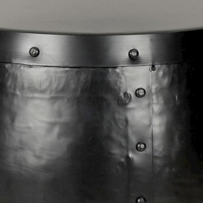 Home Collection Hogan Silver Iron Drum Stool, Black