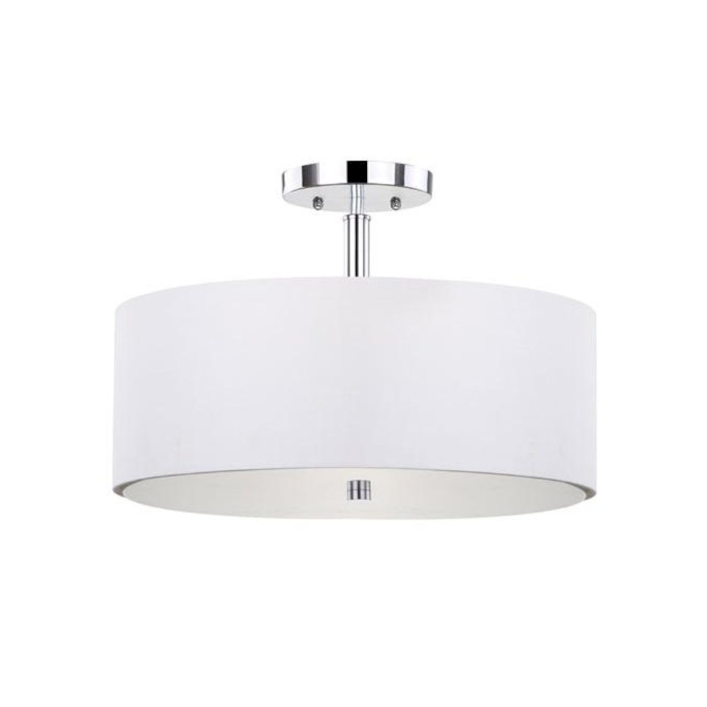 CLARA 3 LIGHT CHROME 16-INCH DIA SEMI FLUSH DRUM LIGHT