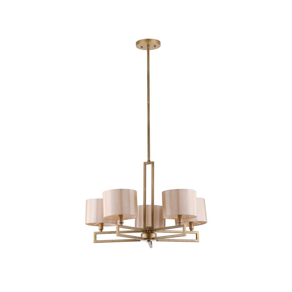 CATENA 5 LIGHT ANTIQUE GOLD 25 INCH DIA ADJUSTABLE CHANDELIER