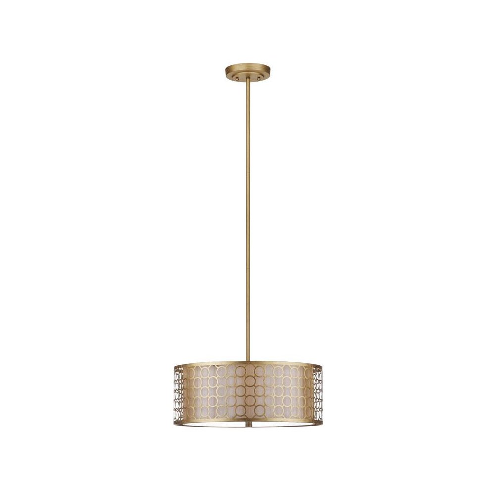 GIOTTA 3 LIGHT ANTIQUE GOLD  18 INCH DIA DRUM ADJUSTABLE PENDANT