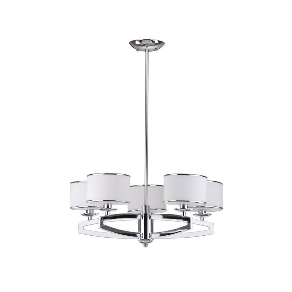 LENORA 5 LIGHT CHROME 25 INCH DIA DRUM ADJUSTABLE PENDANT