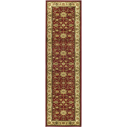 Red and Ivory Area Rug with Power Loomed Jute Backing and Polypropylene Pile