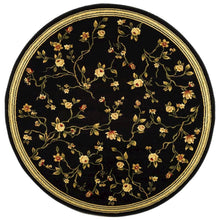 Black Round Area Rug with Polypropylene Pile and Jute Backing, Power Loomed