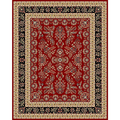 Red/Black Area Rug with Power Loomed Polypropylene Pile and Jute Backing