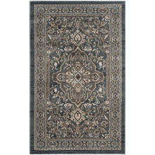 Teal / Grey Area Rug, Power Loomed, Jute Backing, Rectangle Style