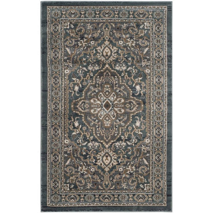 Teal / Grey Area Rug, Power Loomed, Jute Backing, Rectangle Style