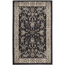 Anthracite and Cream Area Rug with Power Loomed Polypropylene Pile, Jute Backing