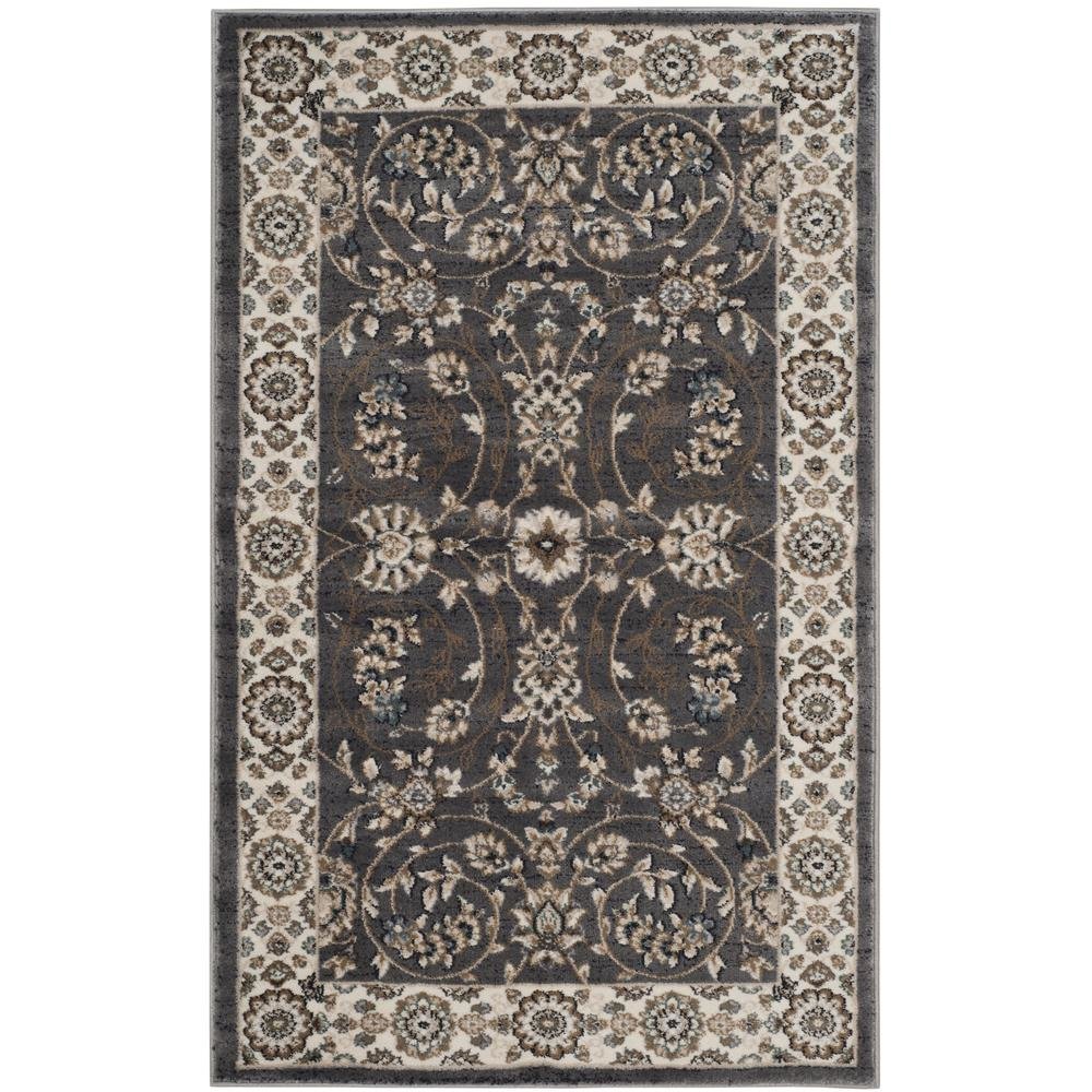 Gray and Cream Area Rug with Power Loomed Construction and Jute Backing