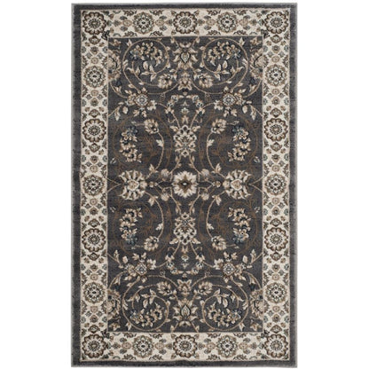 Gray and Cream Area Rug with Power Loomed Construction and Jute Backing