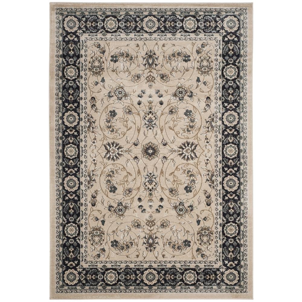 Light Beige and Anthracite Area Rug with Power Loomed Polypropylene