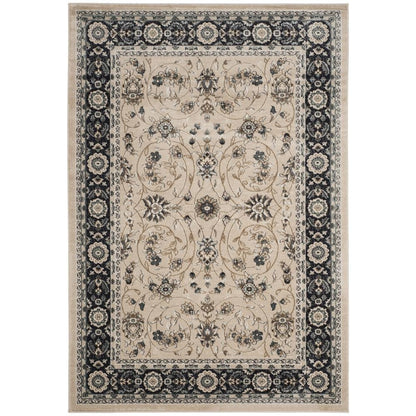 Light Beige and Anthracite Area Rug with Power Loomed Polypropylene