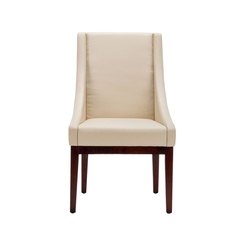 CRÈME LEATHER SLOPING ARMCHAIR