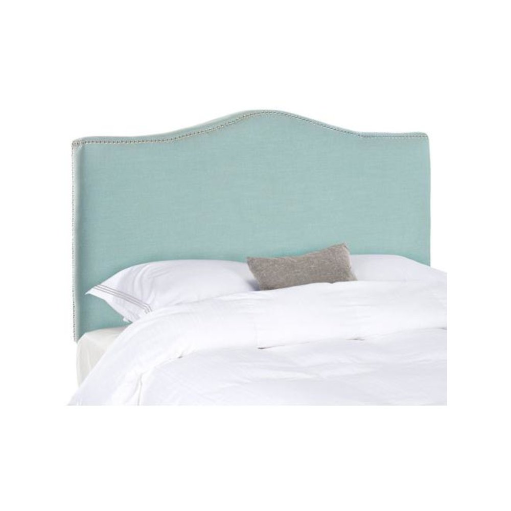 JENEVE SKY BLUE WINGED HEADBOARD - SILVER NAIL HEAD