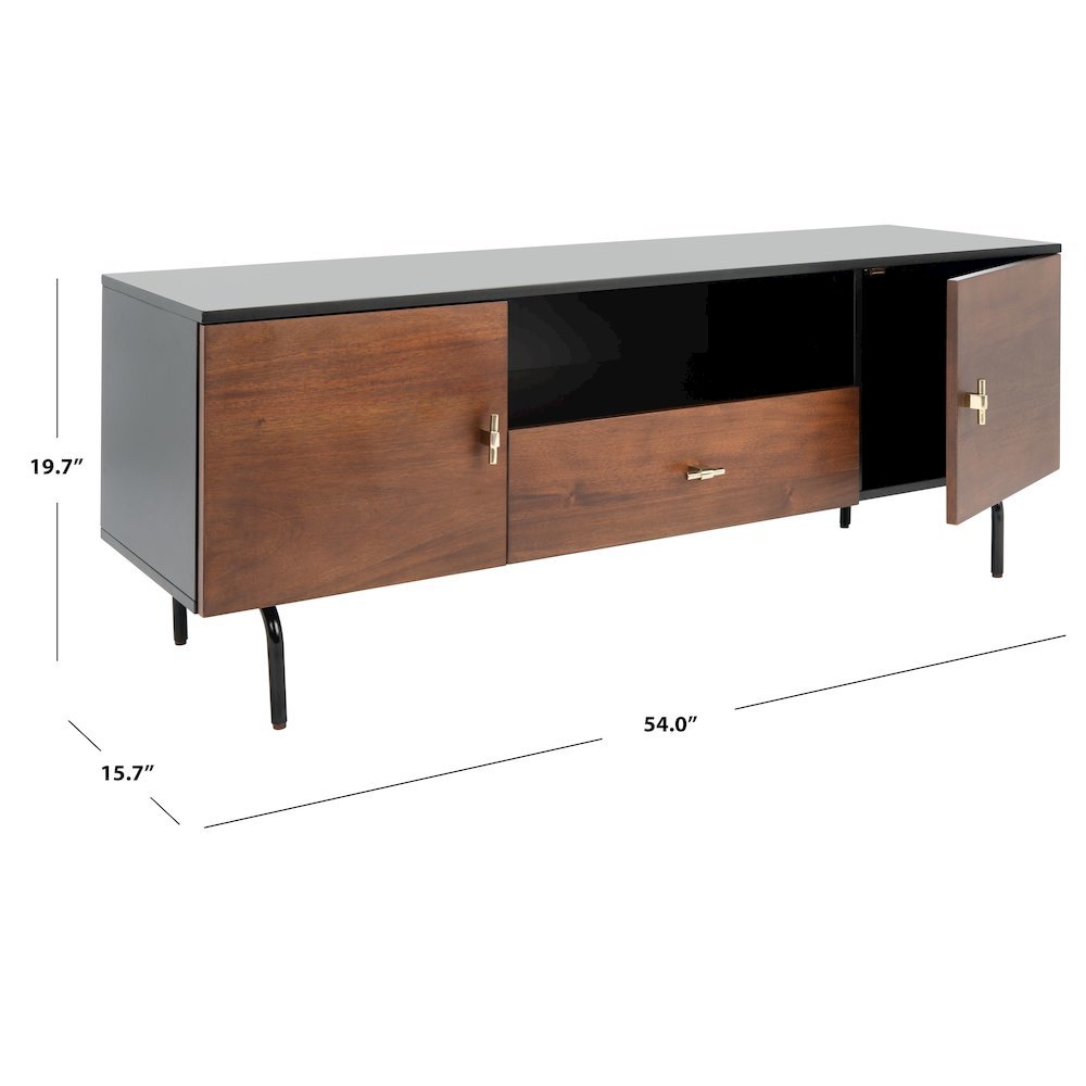 Genevieve Media Stand - Black / Walnut