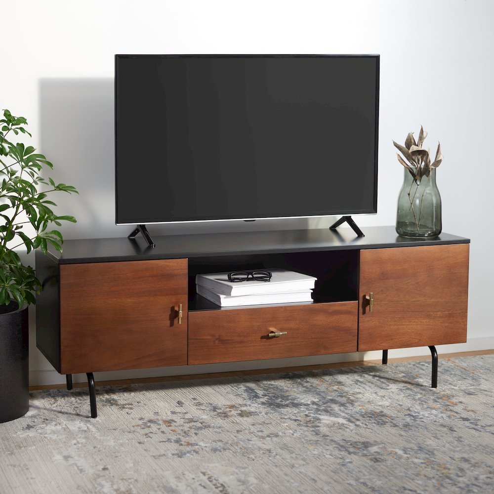 Genevieve Media Stand - Black / Walnut