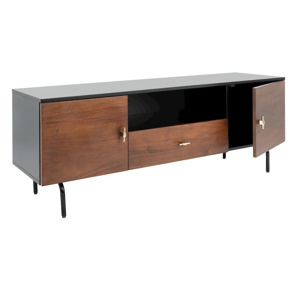 Genevieve Media Stand - Black / Walnut