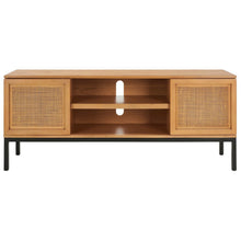 Zadie 1 Shelf Rattan Media Stand / Natural Frame / Natural Rattan / Black Legs