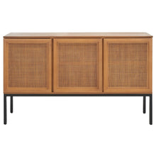 Zadie 2 Shelf Rattan Sideboard / Natural Frame / Natural Rattan / Black Legs