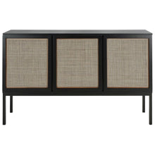 Zadie 2 Shelf Rattan Sideboard / Black Body / Black Legs / Natural Front Doors