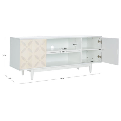 Faye Two-Shelf Pattern Media Stand - White Washed