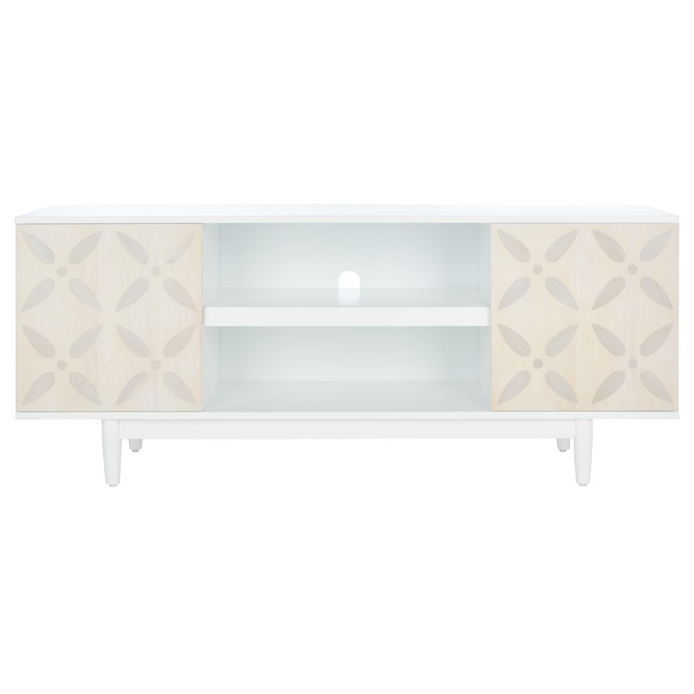 Faye Two-Shelf Pattern Media Stand - White Washed