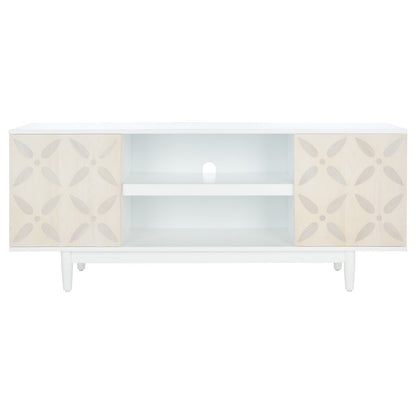 Faye Two-Shelf Pattern Media Stand - White Washed