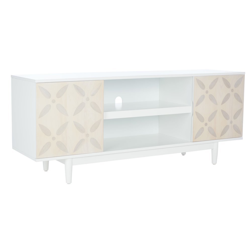 Faye Two-Shelf Pattern Media Stand - White Washed