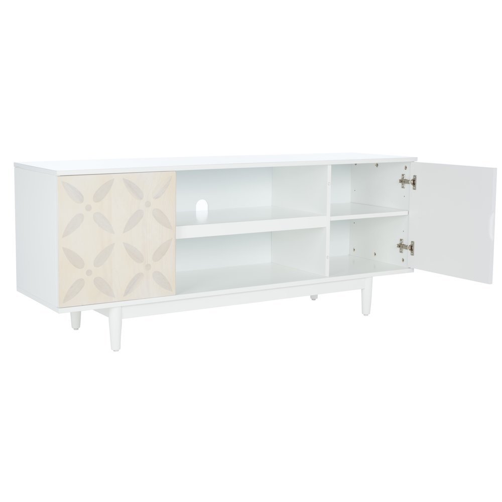 Faye Two-Shelf Pattern Media Stand - White Washed