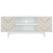 Tay 3 Shelf Patterned Media Stand / White Washed