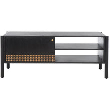 Errington 2 Shelf Media Stand / Black / Natural / Gold Hardware